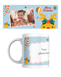 Personalised Christmas Photo Mugs (Blue)